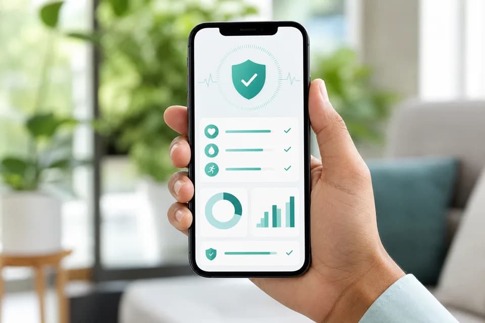 A secure digital health report displayed on a smartphone