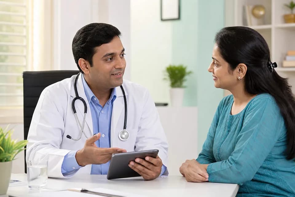 A doctor explaining health results to a patient